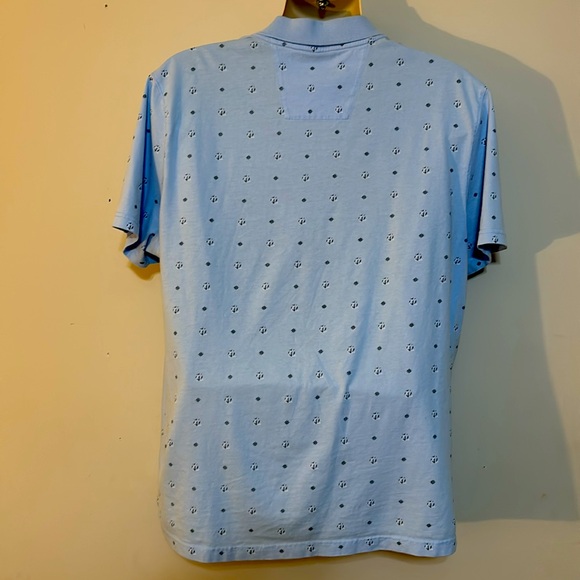 Nautica slim fit XXL 100% cotton blue white short sleeve polo shirt anchor print - Picture 5 of 7